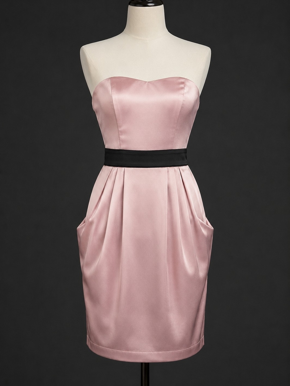 H&M Sz S Pink Satin Strapless Mini Dress
